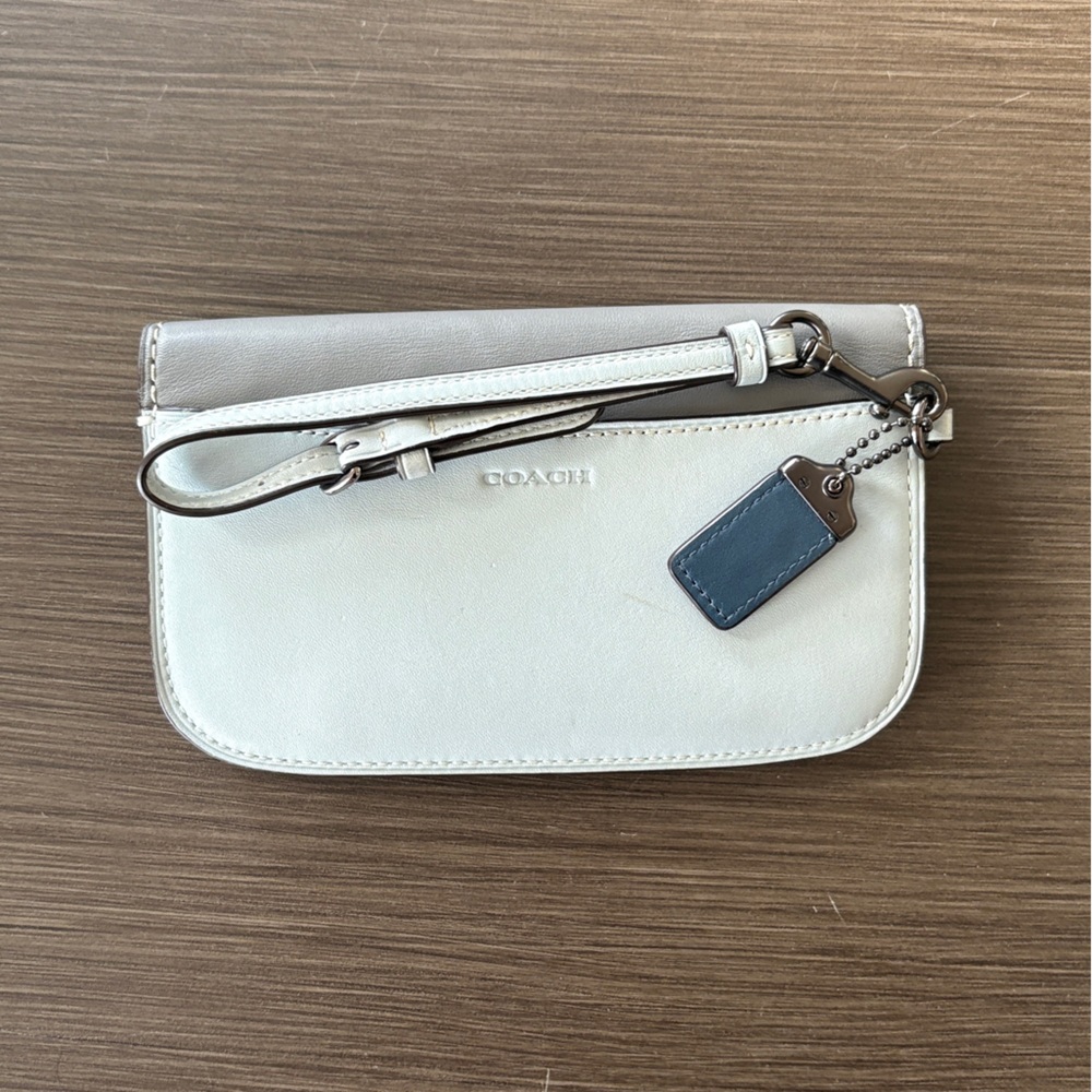 SOLD Coach 1941 Blue Colorblock Clutch Wristlet Glovetanned Gunmetal - Picture 3 of 12